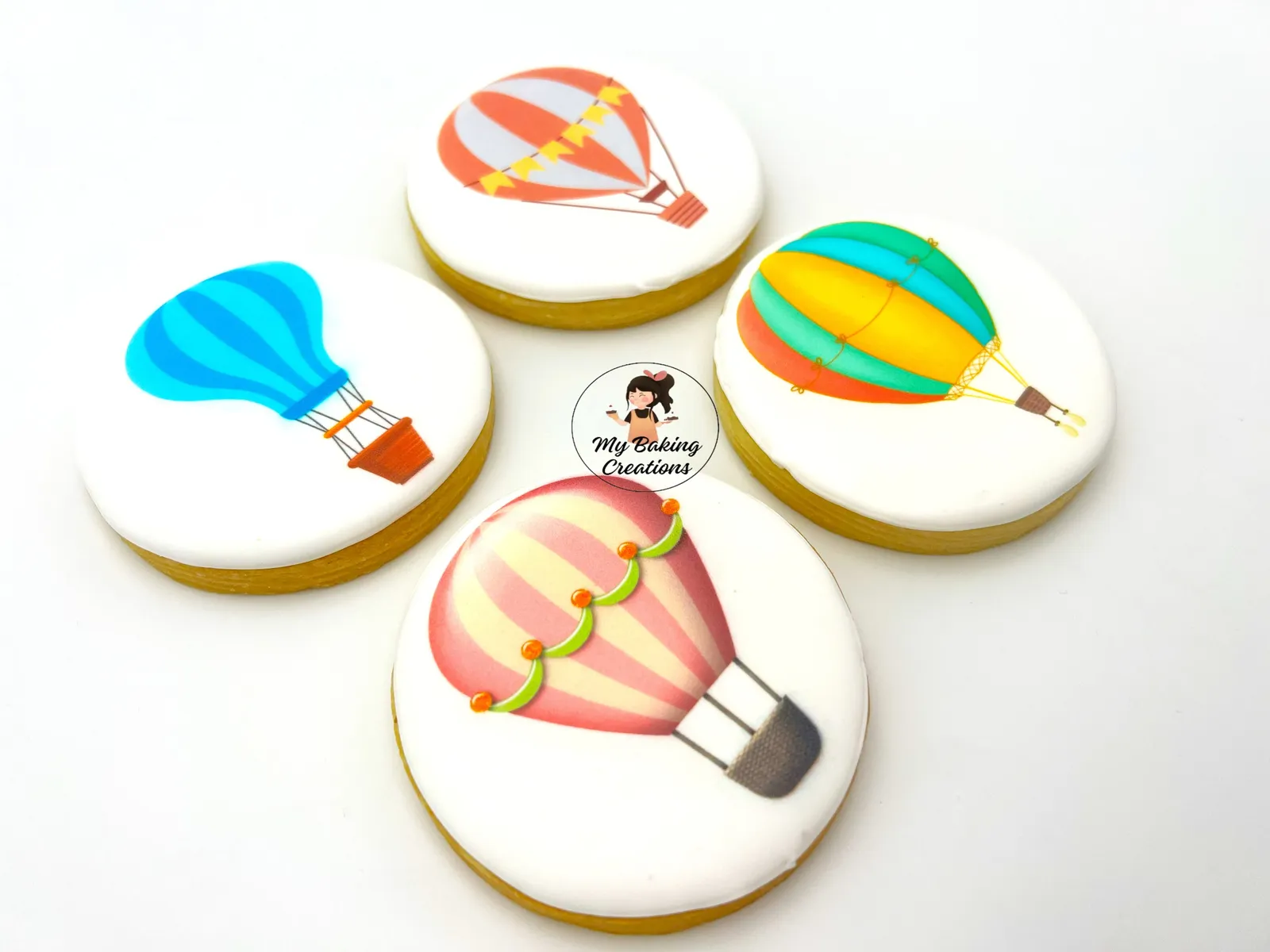 Custom printed hot air balloon cookies San Francisco